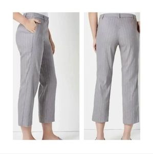 J. Jill Gray Striped Linen Stretch Crop Pants